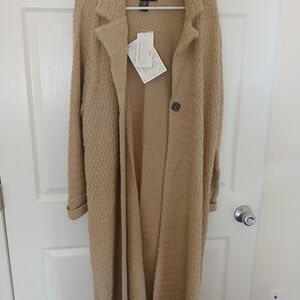 Merino Wool Tan Sweater Coat